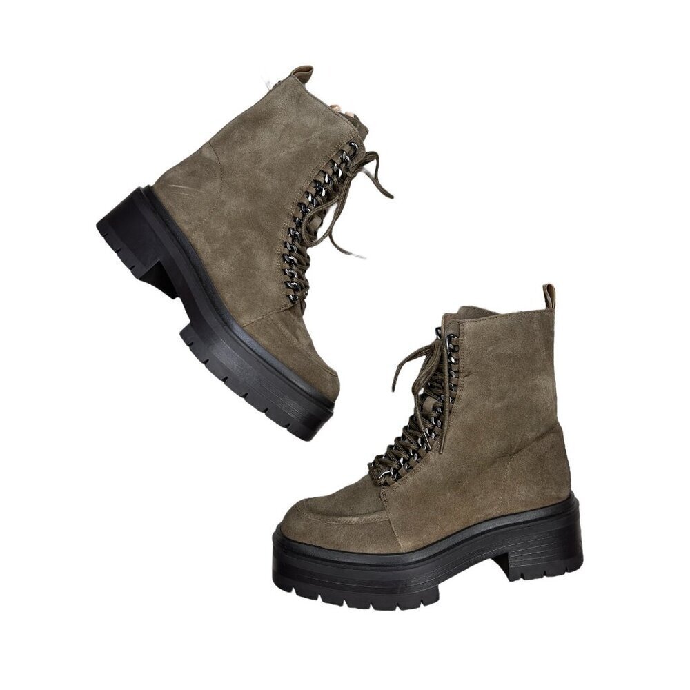 Sam Edelman Lovrin 5 Suede Lace Up Boots Combat Green